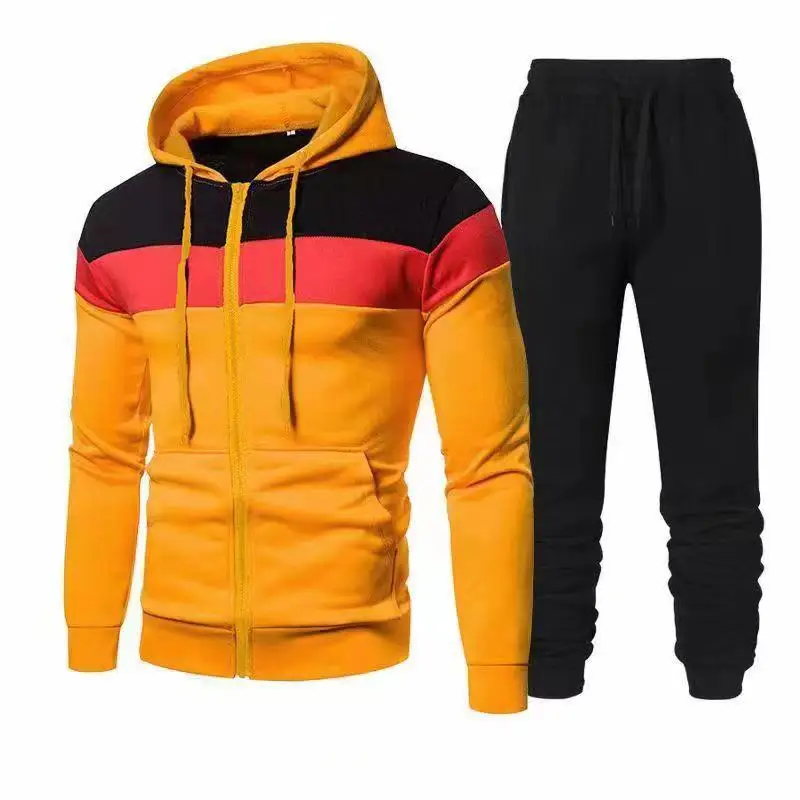 

new Spring Autumn Men Tracksuit Casual Set Male Joggers Hooded Sportswear Jackets+Pants 2 Piece Sets Hip Hop Running Sports Suit