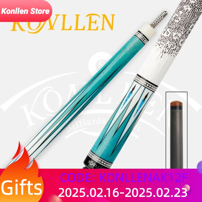 KONLLEN KL-05F Carbon Fiber Pool Cue Stick with Technology Shaft Carbon Tubes Butt  Leather Grip 3/8*8 Pin for Billiard Cue Kit