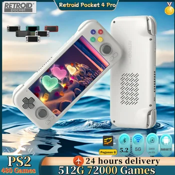 Retroid Pocket 4 Pro Retro Handheld Game Video Player Console 4.7 inch Screen 8G+128G Android 13 Bluetooth 512G PSP PS2 3DS Gift