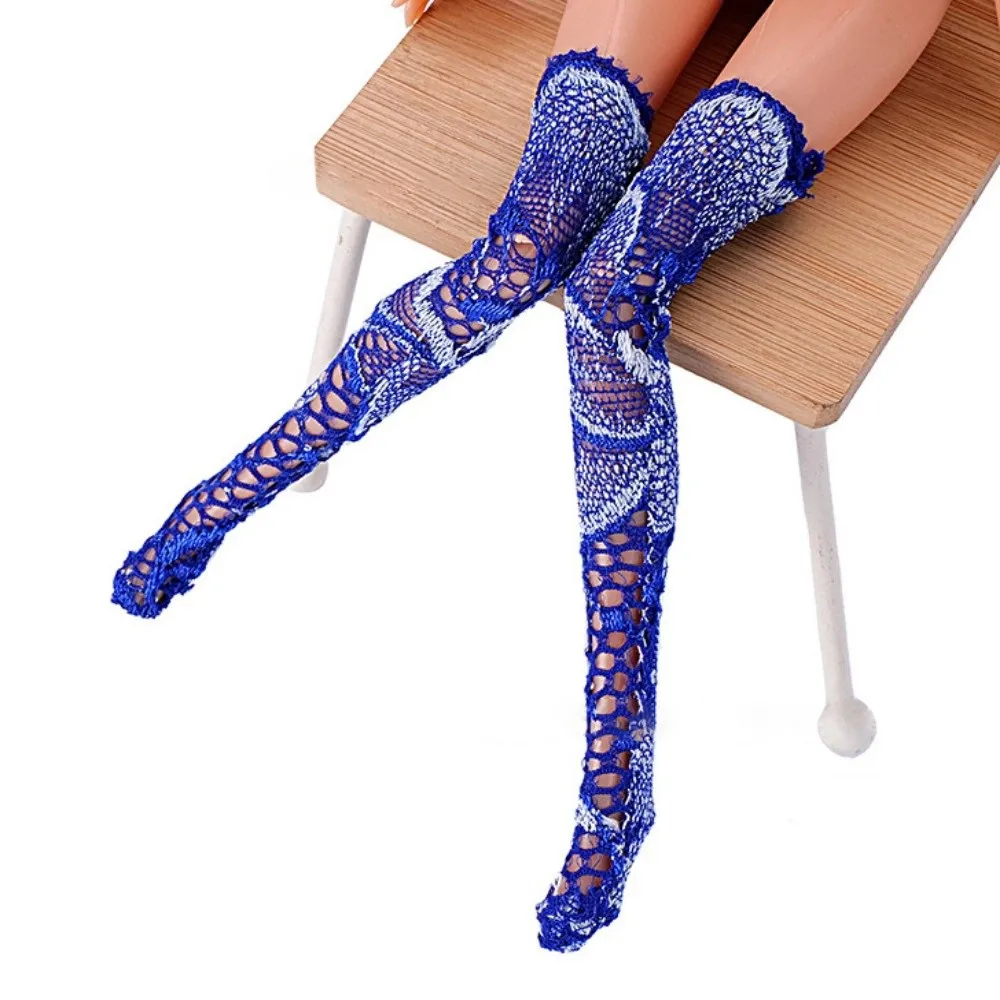 New Fashion Lace Stockings Handmade Multicolors Long Socks Legging Dress Clothes for 1/6