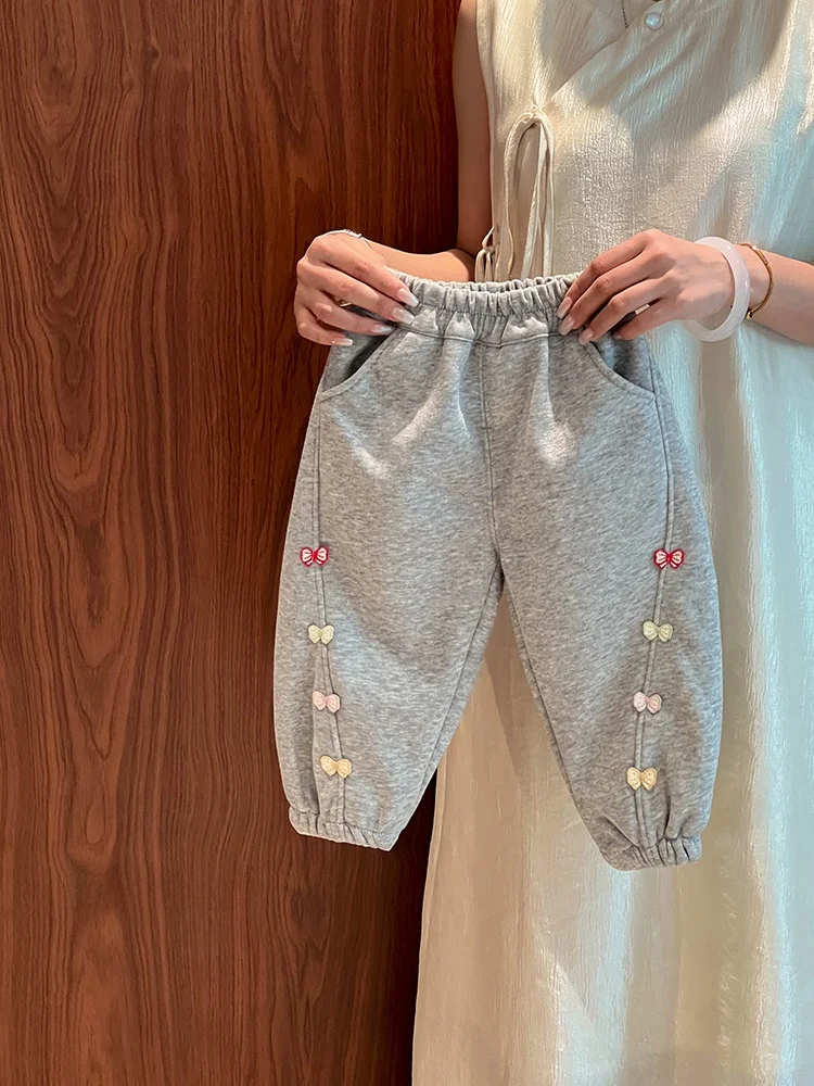 Dziewczęce ocieplane spodnie na jesień i zimę, ciepłe spodnie dziecięce, spodnie z wysokim stanem, luźny krój, długie spodnie dla dzieci, niemowląt i dziewczynek.