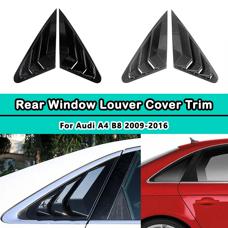 Racing Style Car Rear Window Shutter Cover For Audi A4 S4 B8 Sedan 2009-2016 Quater Window Louvers Side Vent Trim Accessories