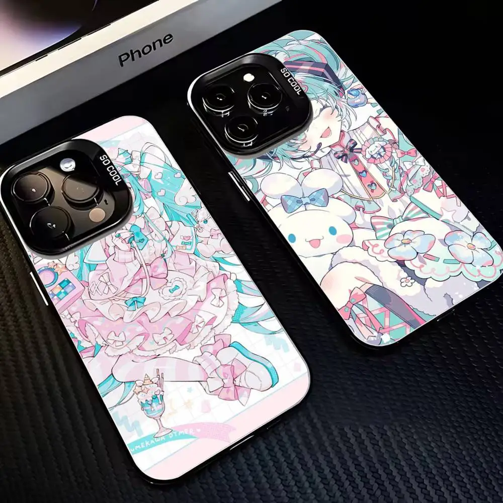 

Милый чехол для телефона в стиле аниме для iPhone 17,16,15,14,13,12,11 Plus, черный матовый противоударный чехол Pro Max