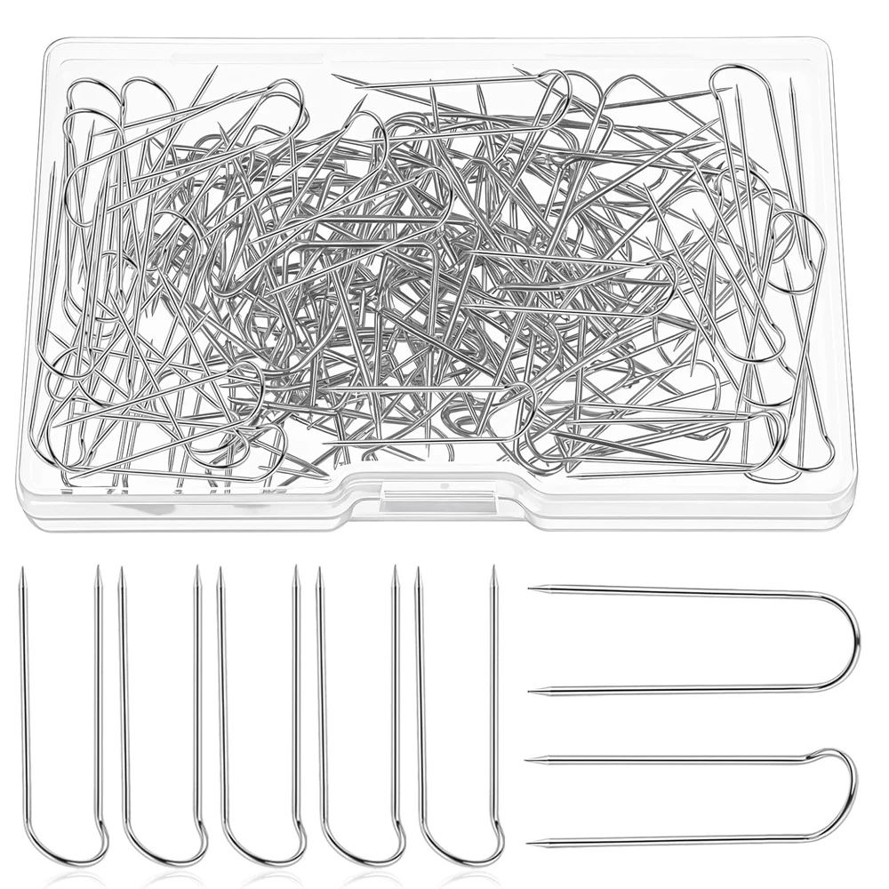 

100PCS U Shaped Fork Pins Sewing Double Blocking Pins U-Pins for Jewelry Craft DIY Multipurpose Straight Pins for Fabric Quilt