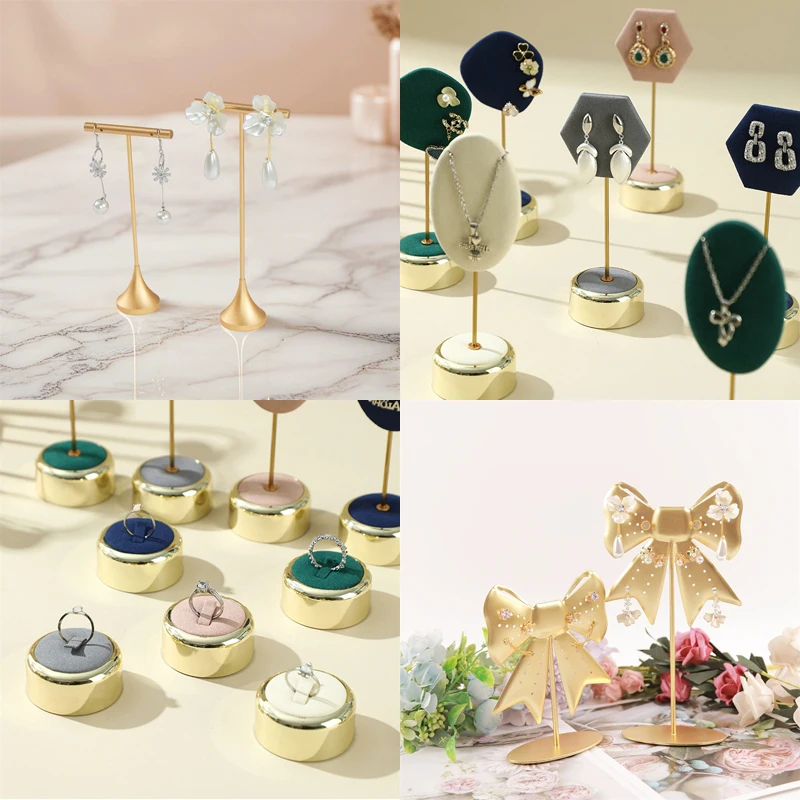 Metal Base jewelry display stand window counter necklace pendant earring storage holder ring ear stud display props