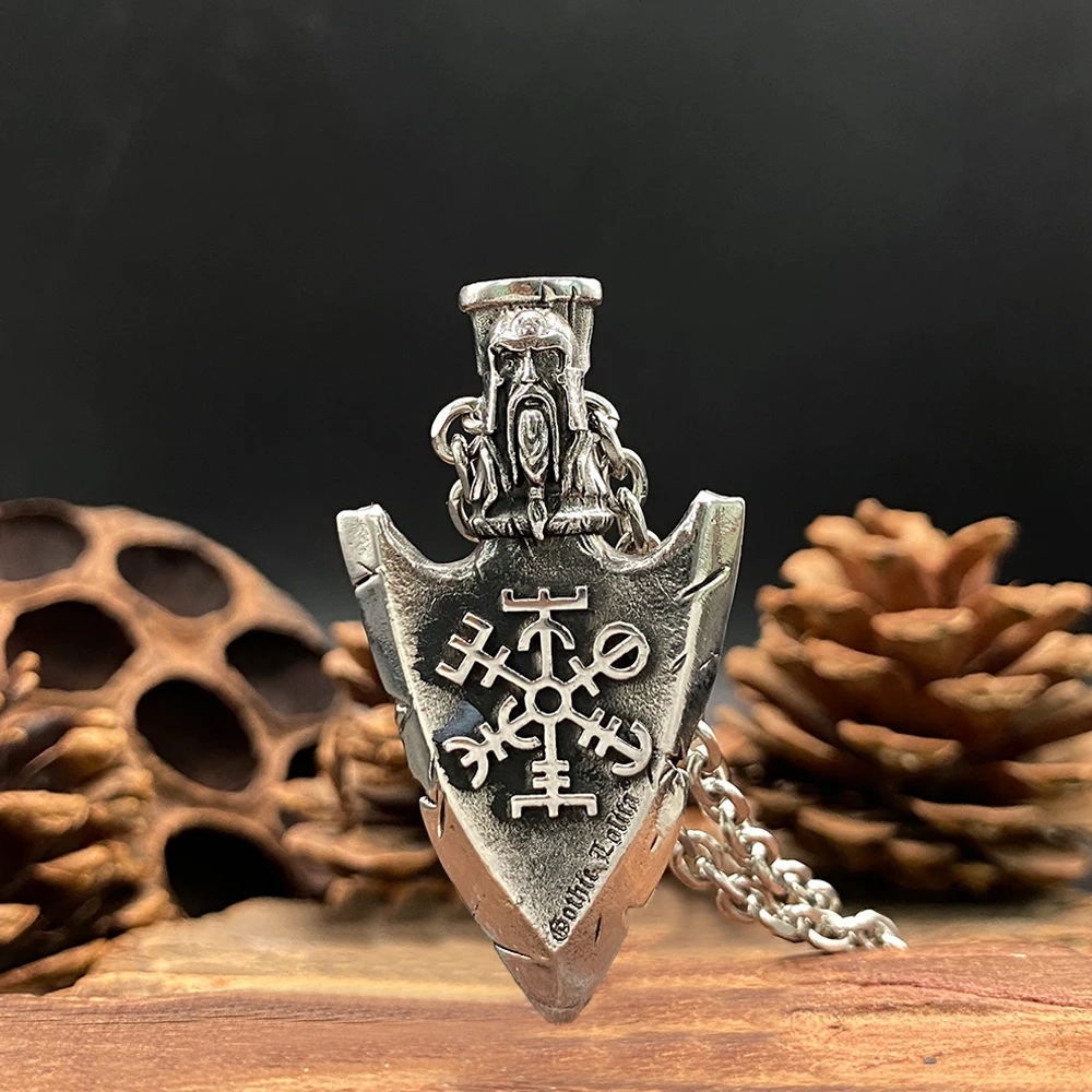 Viking Couple Necklace Set - Valknut & Arrow Pendant with Norse Compass Design Matching Jewelry for Men And Women