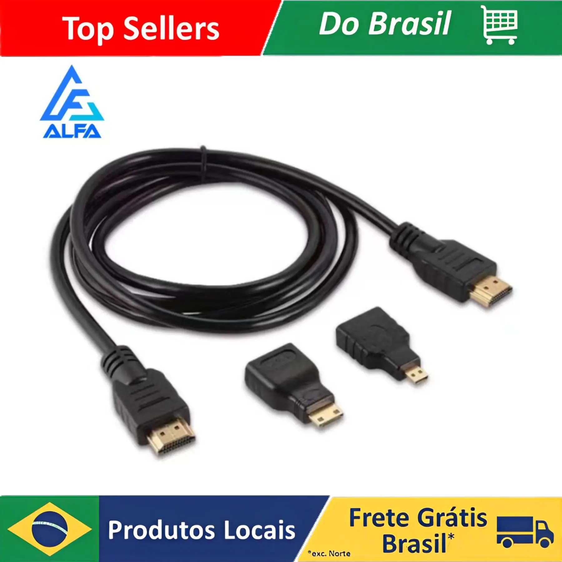 Cabo Hdmi 3 in 1 Plug Adaptador Hdmi Micro Mini 1,5m Full Hd