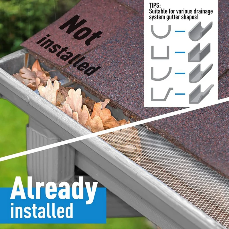 Gutter Guard Mesh Filter, DIY Gutter Cover, Screen Protection, Netting Roll, 10 Fixed Cable Tie para Folhas