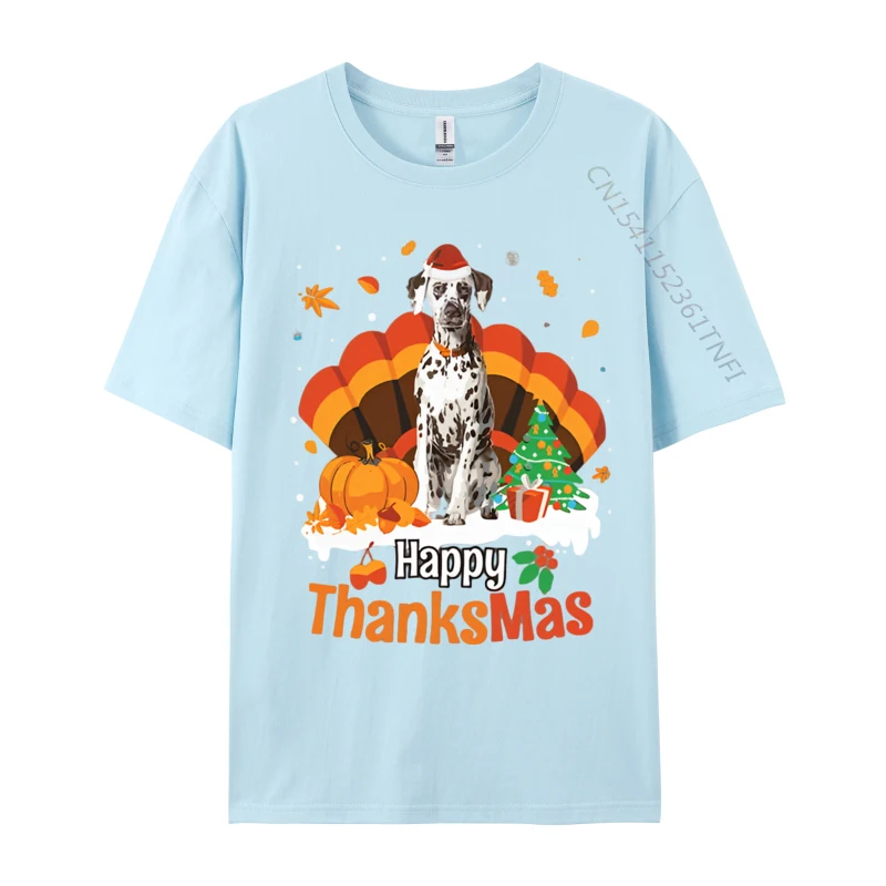 Christian Tshirt Men Thanksgiving Dalmatian Happy Thanksmas T-shirt Men Cotton T Shirts Top Tee Shirts Novelty