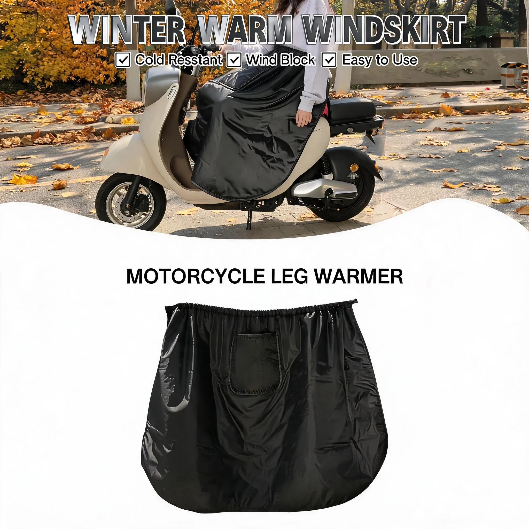 Windproof Motorcycle Winter Apron Waterproof Knee Pad Warm Blanket Quilt Plus Velvet Thickened Windproof Skirt Warm Knee Cover