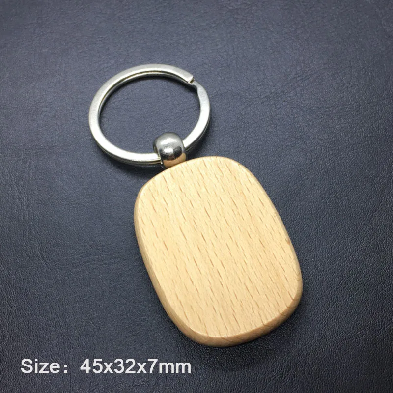 60 Blank Wooden Wooden Keychain Diy Wooden Keychain Key Tag Anti-Lost Wood Accessories Gift