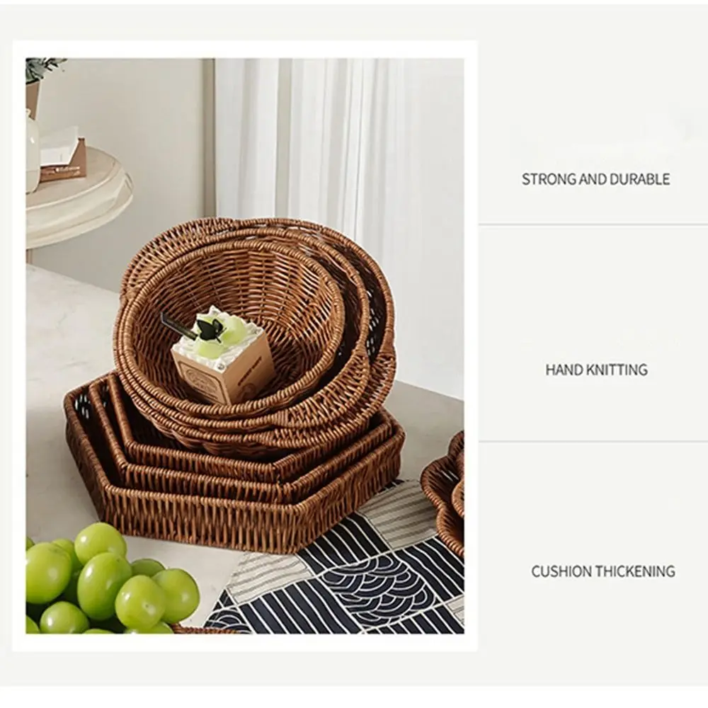 جديد صلابة المنسوجة يدويا الروطان الخوص المنسوجة يدويا 10 أنماط المنسوجة تخدم سلال الكاكي الخبز الفرنسية فراي لوحة مطعم تخدم #1