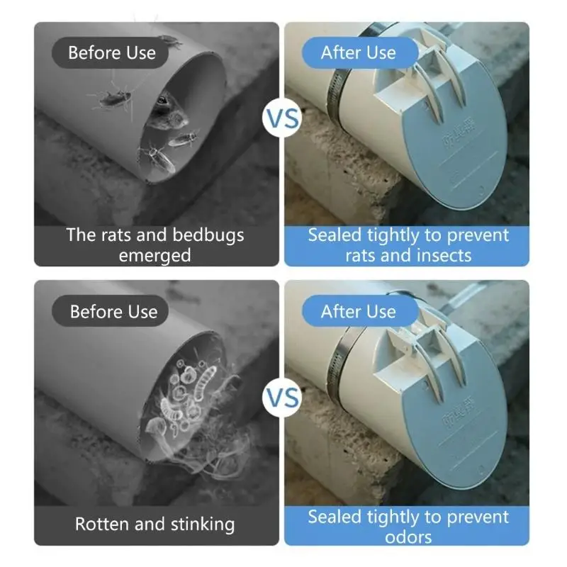 

R9UF PVC Drainage Pipe Floor Drains with Clamps Auto Closing Displacement Valves Cover For Bathroom Kitchen Outdoor Use