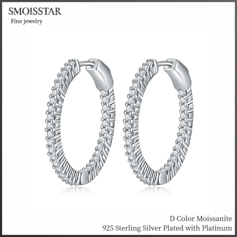 

Hoop Moissanite Earrings for Women 925 Silver Rhodium Plated Hoop Earrings for Women 30mm Diamond Hoop Earrings Valentine's Day