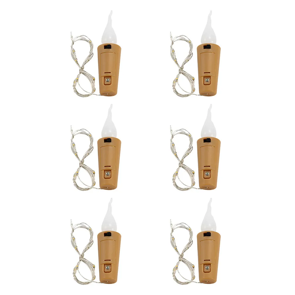 

6Pcs Powered Wine Bottle String Light Cork Stopper Decorative String Lamp Flame Modeling for Birthday Festival