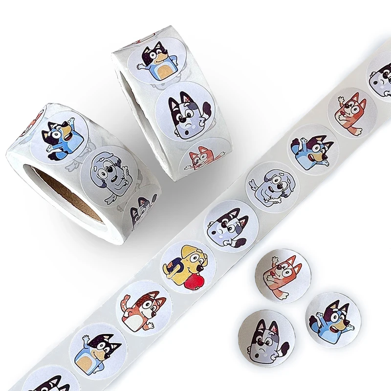 500 Sheets/Roll Sticker MOOSE Bingo Dog Cute Cartoon Anime Sticker Decoration Kids Album Diary Envelope Sealing Paper Tape