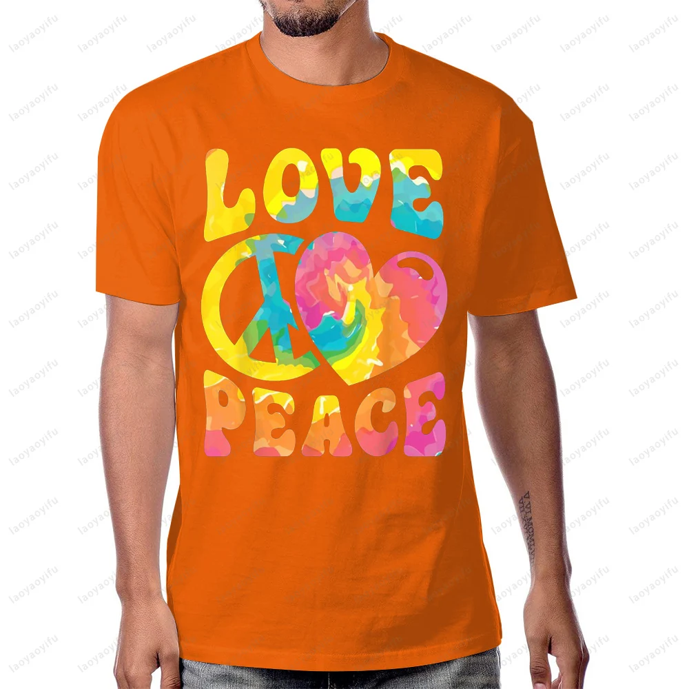 الحب والسلام القلب تي شيرت مطبوع عادية موضة فضفاضة Harajuku رجل التي شيرت القطن قصير الأكمام التنفس الراحة المرأة تي شيرت #4