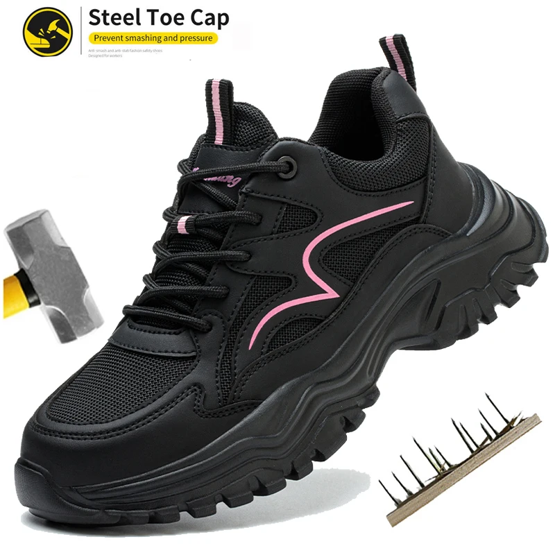 Zapatos de seguridad para mujer, botas de trabajo con punta de acero, antideslizantes para salas limpias, ensamblaje electrónico y zapatos de trabajo de fabricación de precisión