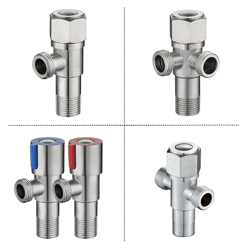 Stainless Steel Angle Valve G1/2 Cold Hot Water Stop Valve Bathroom Diverter Valve Connector for Toilet Sink Basin Water Heater