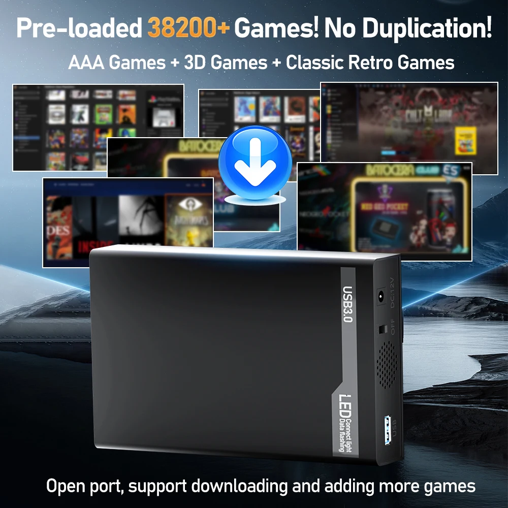 500G Retro Gaming HDD Video Game Console Retrobat＆Playnite＆Launchbox OS ...