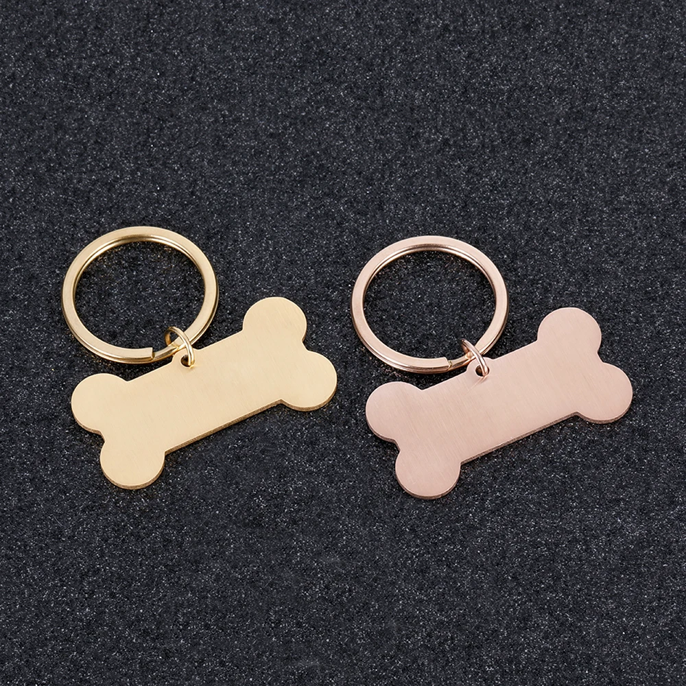 Imagem -02 - Colar Personalizado Inoxidável Osso Pet id Tag Gravado Nome Pingente Cachorro e Cão Pet Acessórios Atacado 50 Pcs