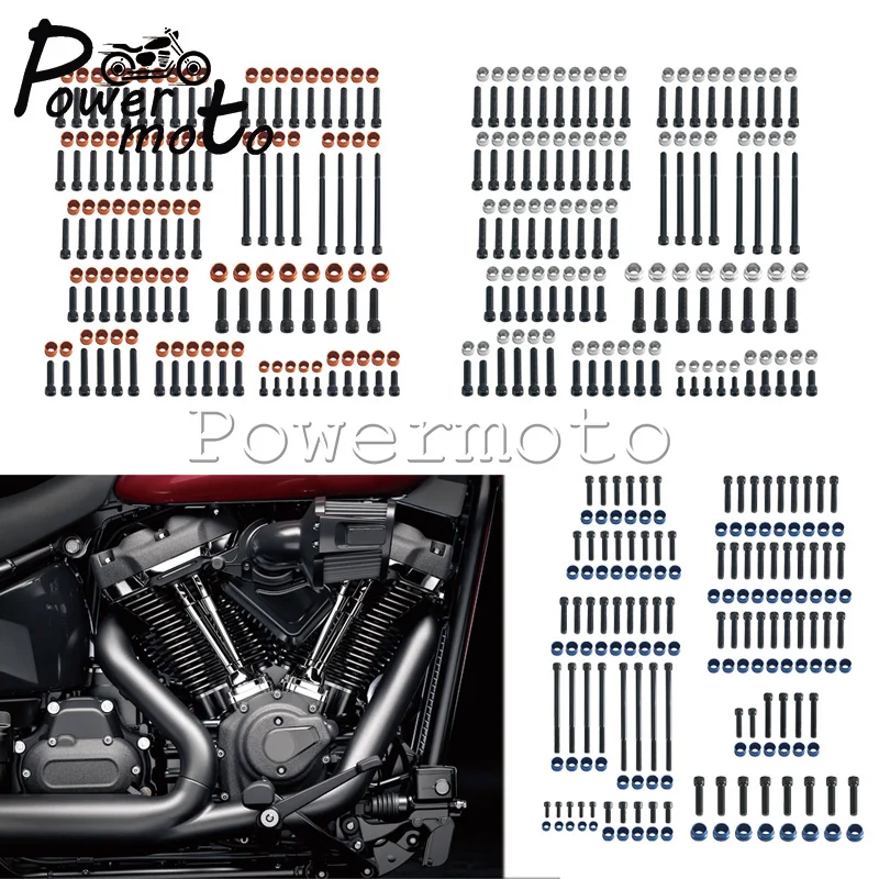 Engine Bolt Dress Up Kit Stainless Steel Multi Color Bolt Caps Socket Head Hardware For Harley M8 Softail Touring Models 2017-25
