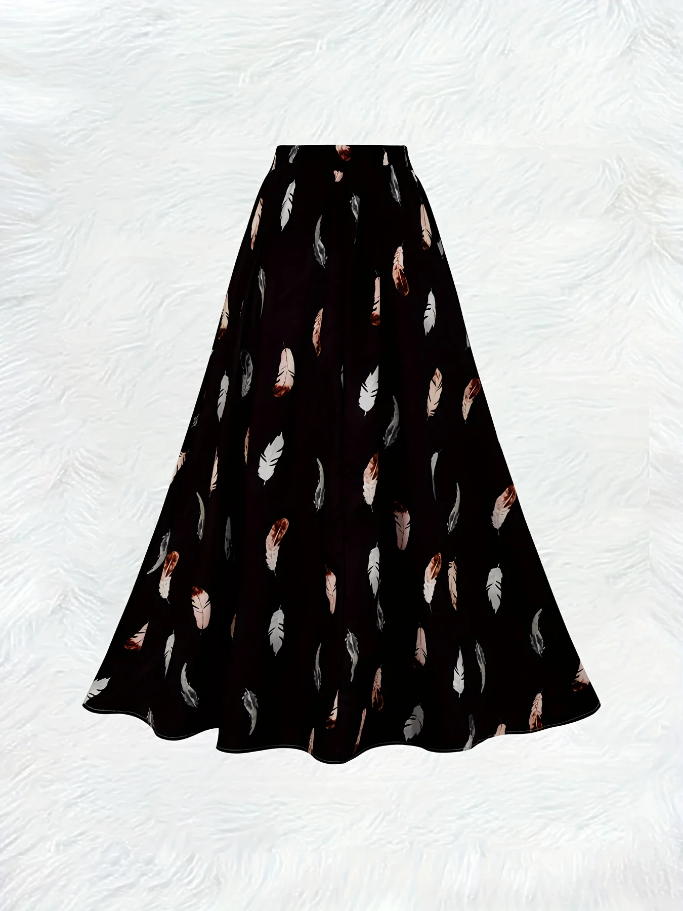 Printed Design Four Seasons Feather Printed Pattern Design Style Casual Style Half Skirt