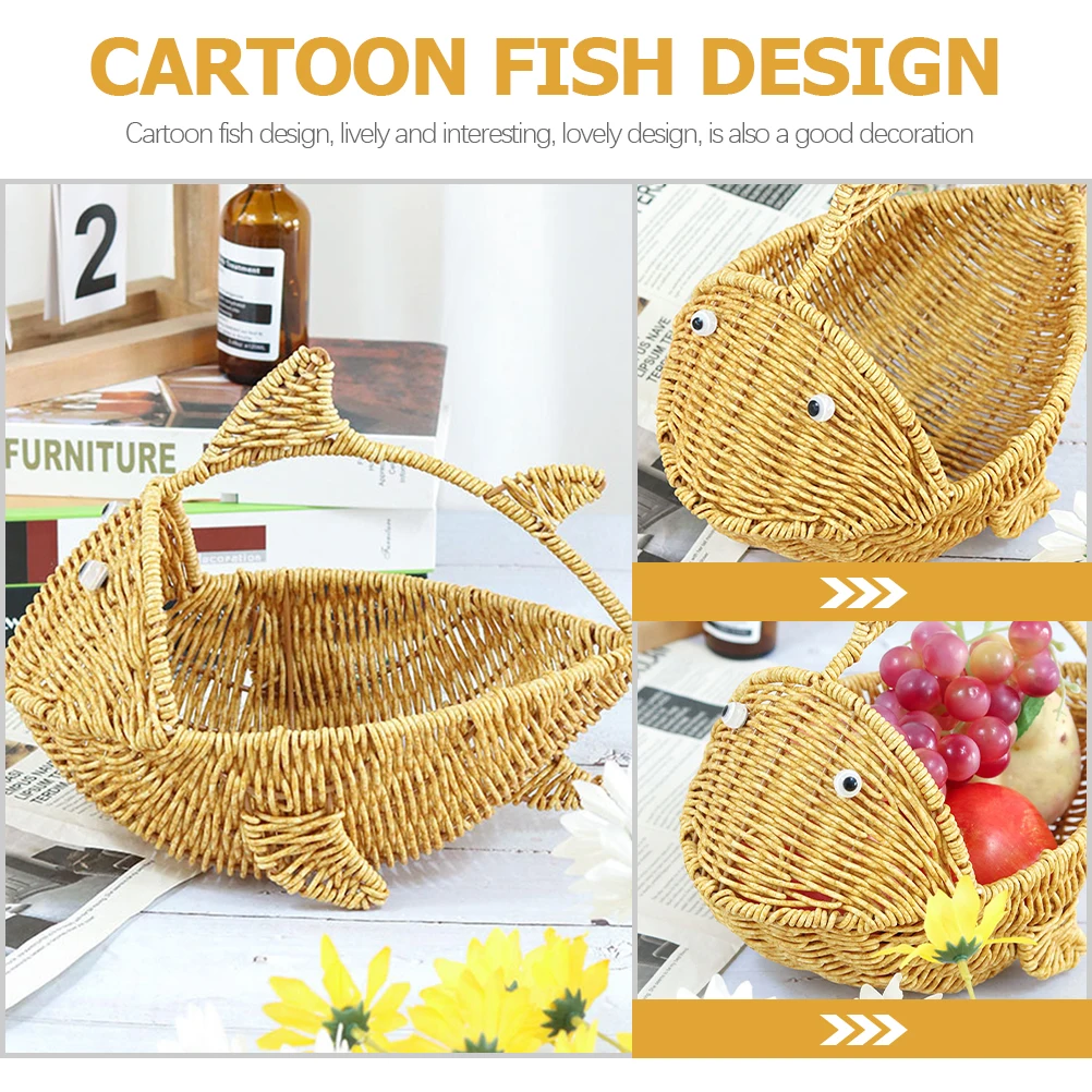 

Weaving Imitation Rattan Creative Fruit Candy Storage Basket PP Pe Flat Stable Base Carry Fruits Candy Basket