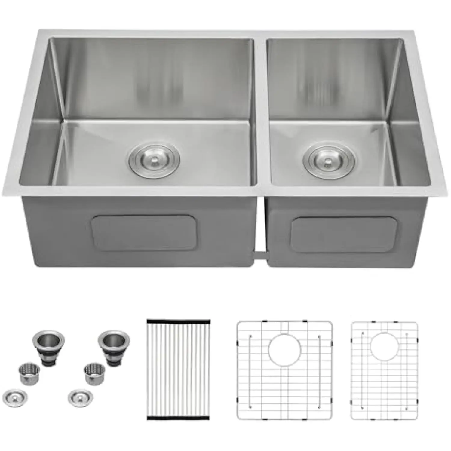 

33 Раковина Undermount с двойной чашей 33X19 дюймов, двойная чаша из нержавеющей стали, калибр 16, 60/40 под столешницей, кухонные мойки, основа ручной работы