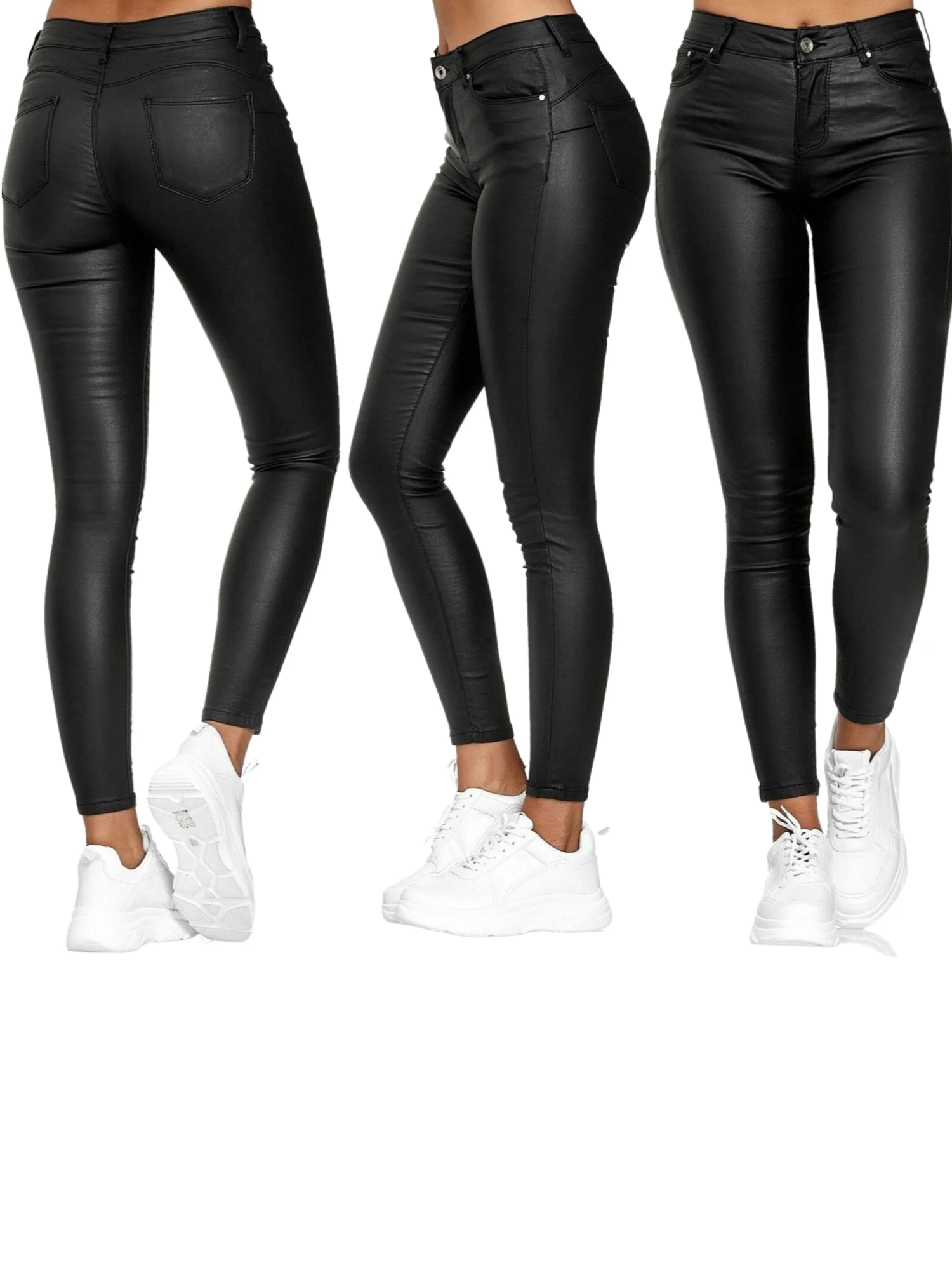 بنطلون نسائي بلون سادة عالي الخصر مناسب مع جيوب S M L XL XXL XXXL