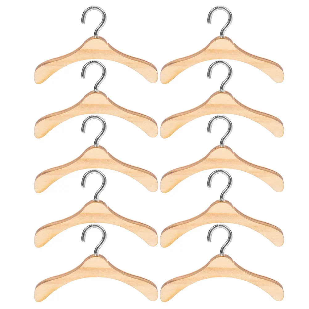 

20pcs Hangers 4.5Cm Wooden Mini Clothes Racks For Dollhouse Crafts Natural Wood Grain Smooth Finish Kids Room Decor