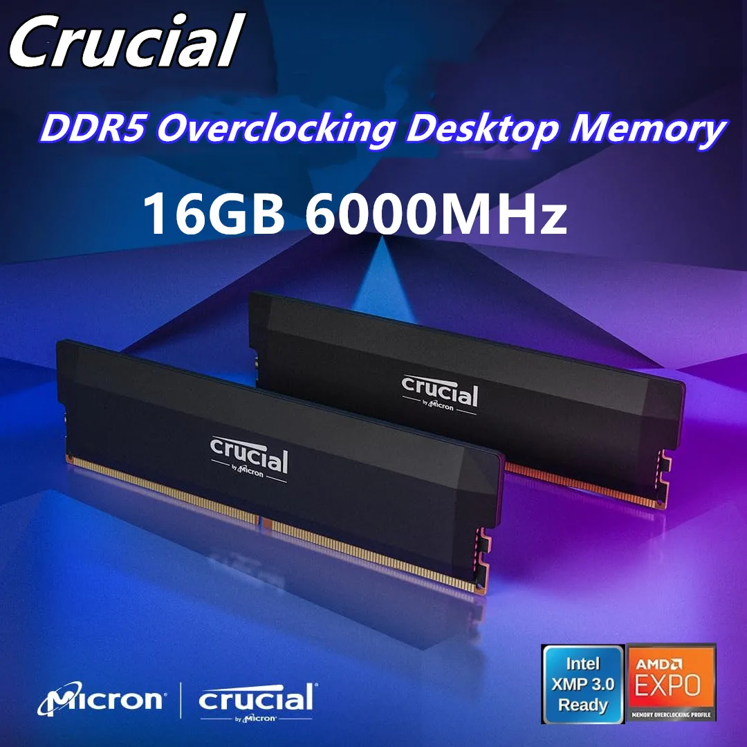 Crucial DDR5 RAM Pro 6000MHZ 32GB (16GBx2)  Overclocking Desktop Memory Micron