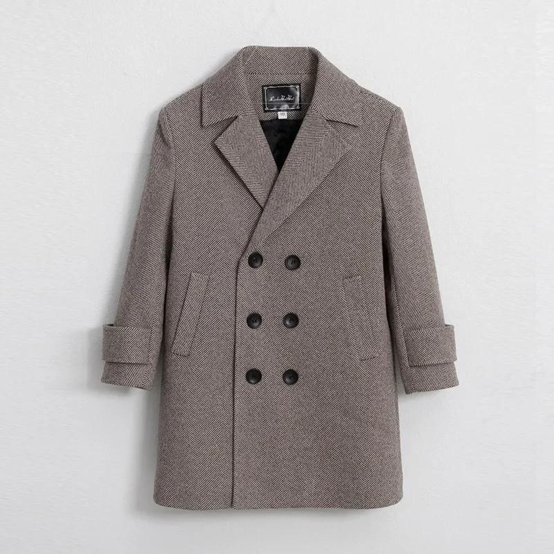 

Long Jacket Children Fromal Woolen Coat Teens Clothes Boys Girls Winter Thick Warm Wool Coat Kids Windproof Cotton Padded