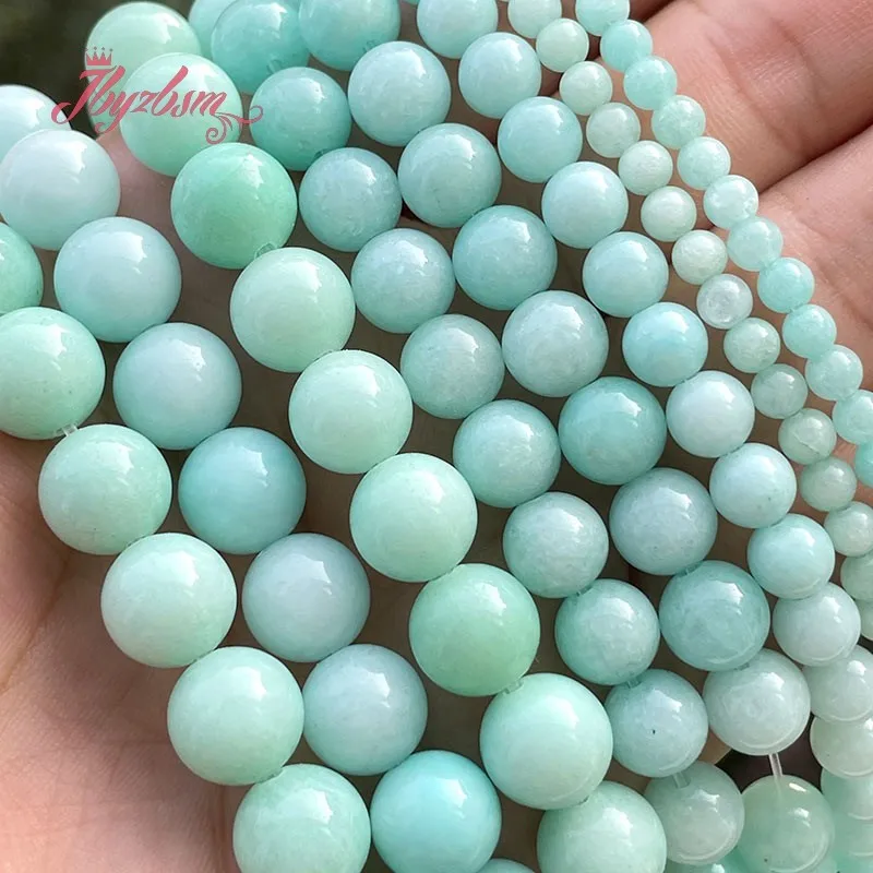 Amazonite Jades Blue Round Bead For Jewelry Making Strand 15\