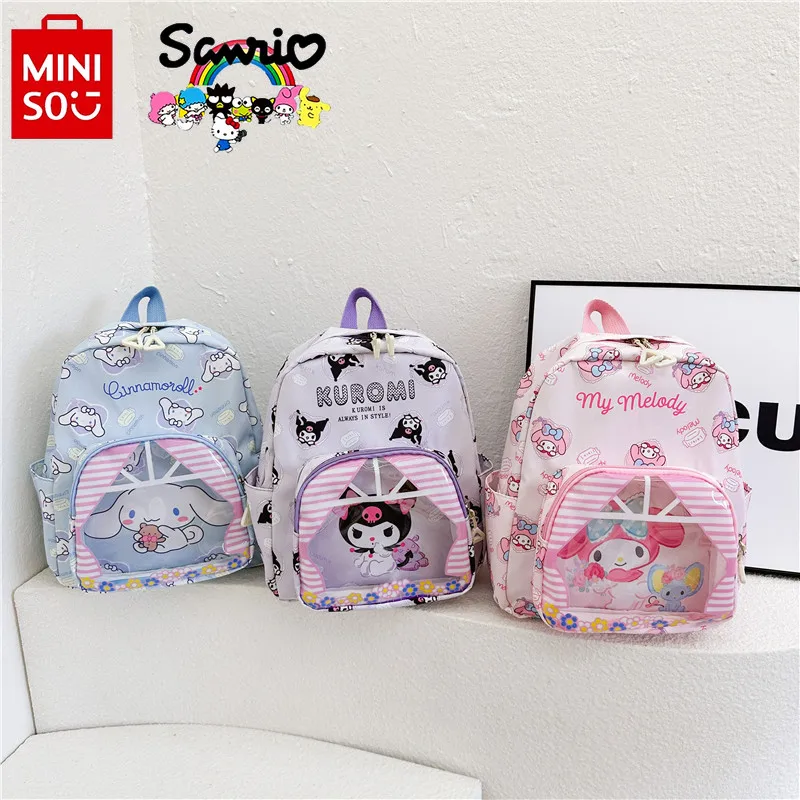 

MINISO 2024 New Student Backpack Fashionable and High Quality Popular Girl Backpack Cartoon Cute Versatile Children's Backpack