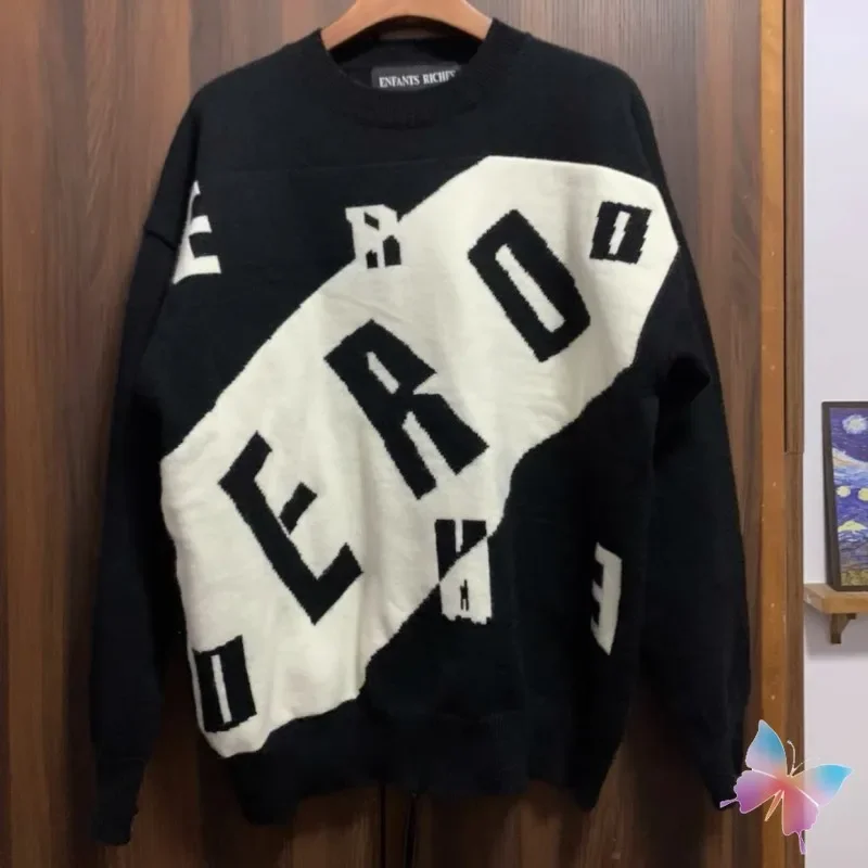 

Black ERD Sweaters Letter Print Round Neck Woolen Pullover High Street Enfants Riches Dprimes Knit Sweatshirt Men Women