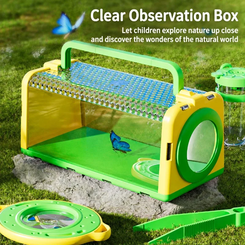 Kids Outdoor Explorer Kit Insect Catcher Breathable Observation Box Telescope Whistle Nature Exploration Toy with Magnifier view 3