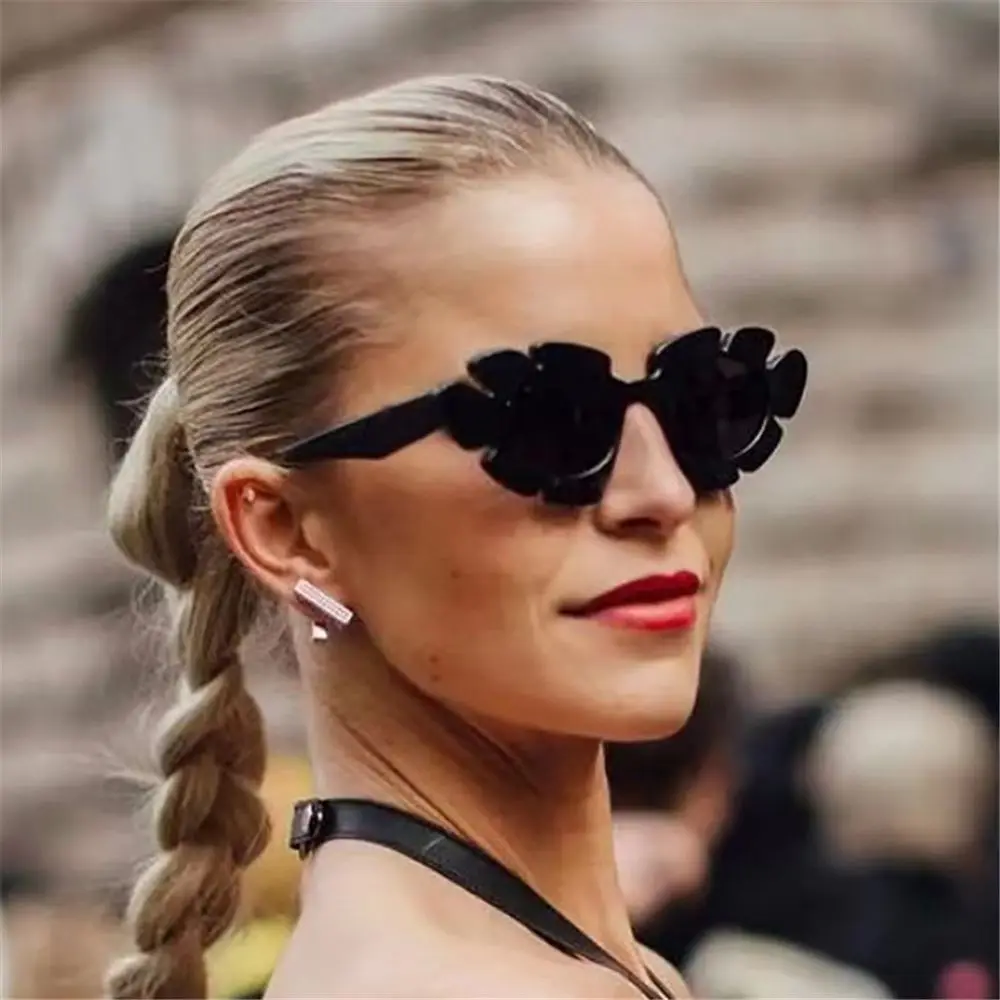 Retro Cat Eye Sunglasses Fashion Flower Shape Sun Glasses Beach Glasses Street Trendy Shades Colorful Eyewear