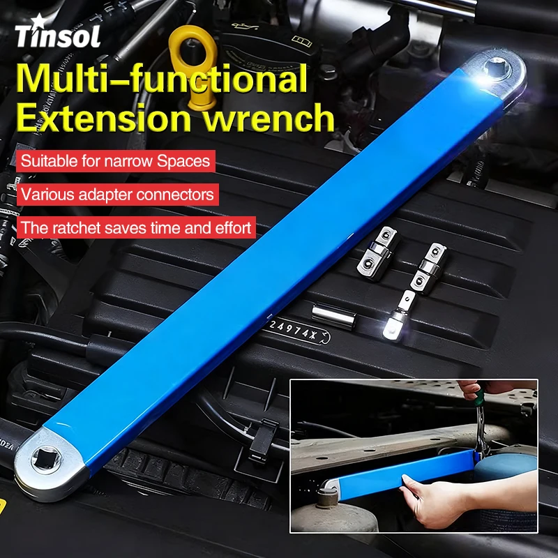 

TINSOL New Multi-functional adjustable extension ratchet wrench, suitable for 1/2, 1/4, and 3/8 inch compact space working tools