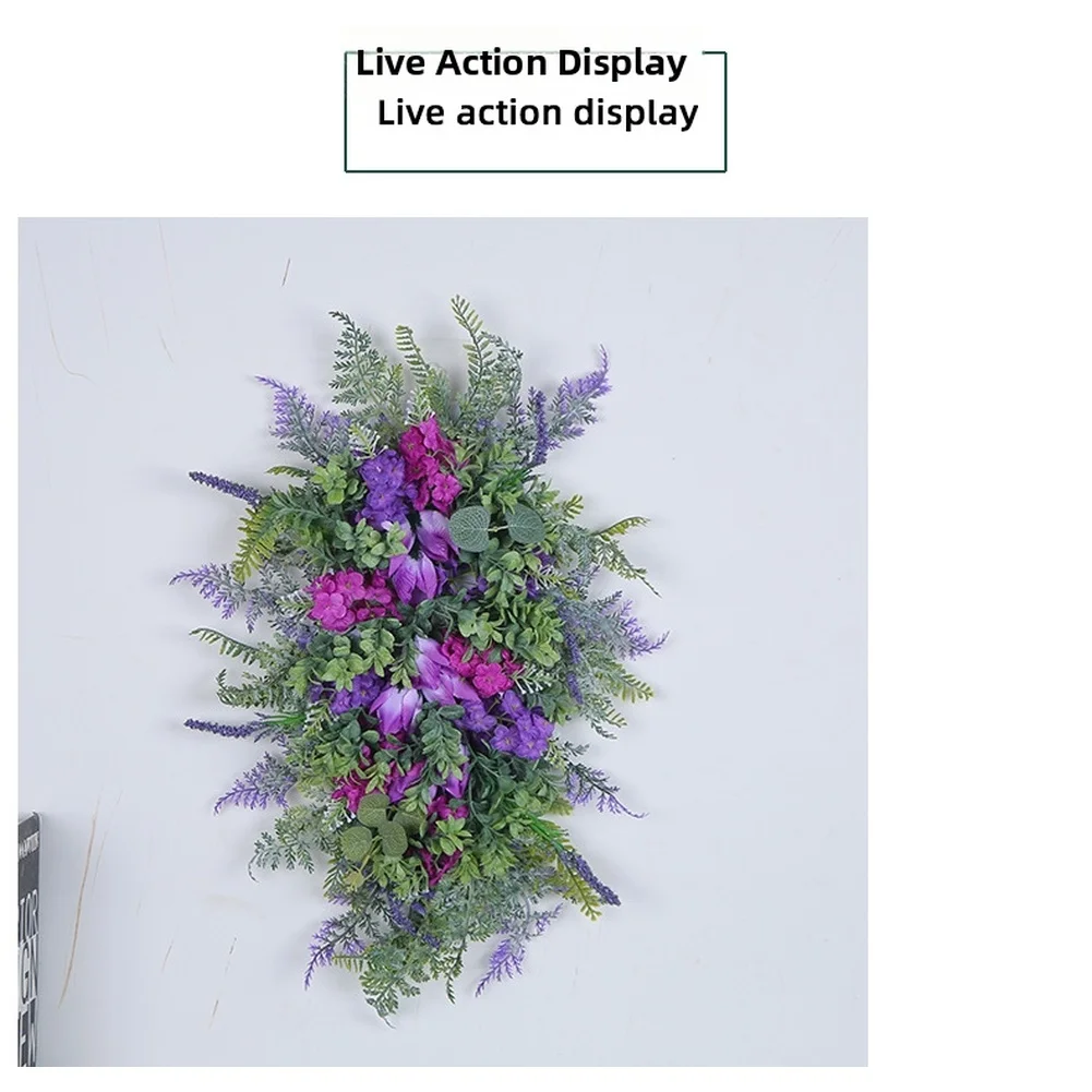 Purple Lilac Hyacinth Flower Wreath For Spring Front Door Wall Window Decoration Faux Plant Ornament