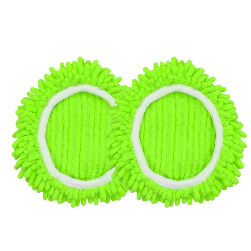 Mop Heads Green Mop Head Reusable Mop Replacement Head 2 PCS Microfiber Triangle Swivel Mop Heads For Floor Cleaning