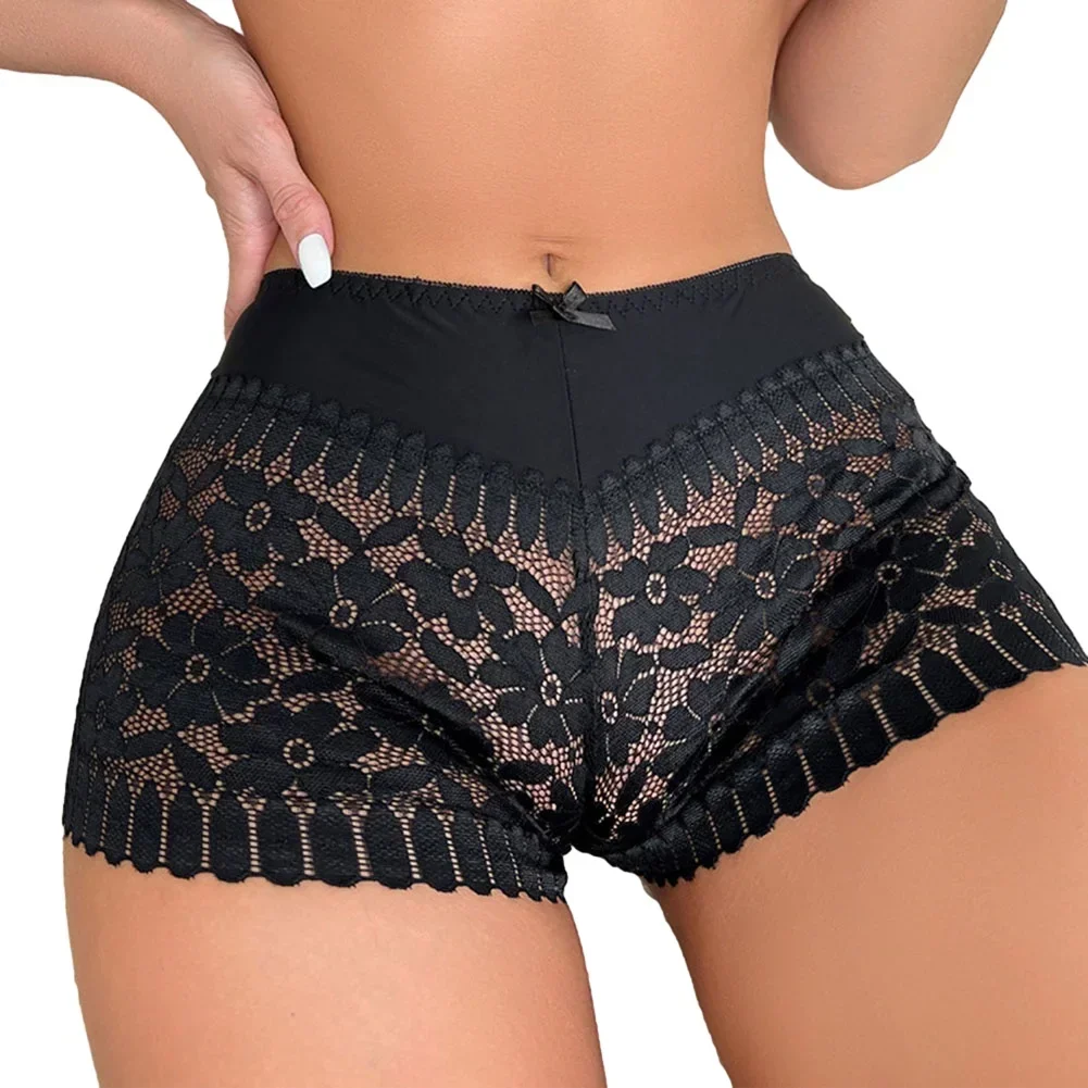 

Women Sexy Sheer Lace See Through Briefs Hollow Perspective Shorts Comfortable Breathable Panties Underwear Lingerie