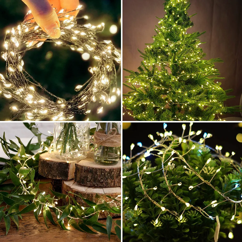 1000LED Cluster Garland Lamps Solar String Lights Festoon Christmas Tree Outdoor Fairy String Lights for Wedding Indoor Decor
