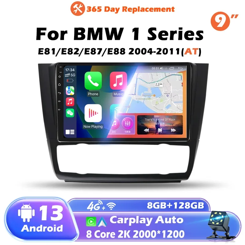 Newest Carplay Android 13 Car Radio for BMW 1 Series E81 E82 E87 E88 AT Auto Manual Multimedia Player GPS 2Din Stereo DSP RDS