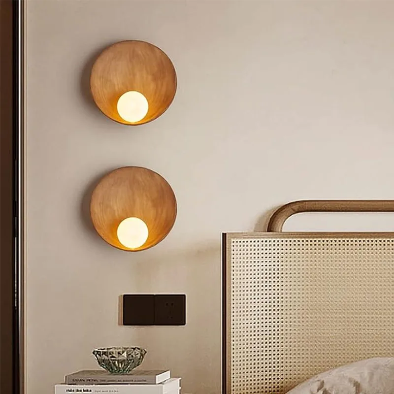 Lámpara de Pared de Estilo Chino con Carcasa Blanca y Marrón, Iluminación LED Creativa Japonesa, Apliques de Resina para Dormitorio, Pasillo o Casa de Huéspedes