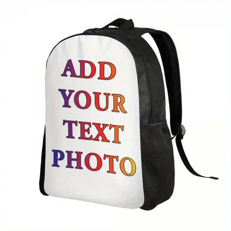 Customizable Backpack For Adults, Personalized Photo Logo Large Capacity Casual Travel Camping Laptop Bag 17 Inch
