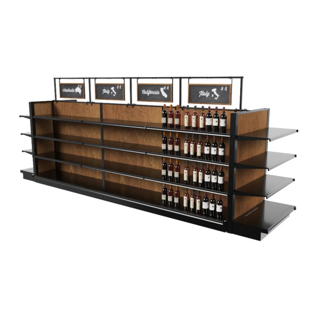 Convenience Store Supplies Display Furniture Hanging Basket Supermarket Shelf Wall Wooden Shelf Hanging Basket Display