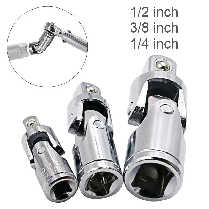 

360 Degree Socket Wrench Steel Joint Swivel Knuckle Joint Air Impact Wobble Socket Adapter Hand Tools 1/2 3/8 1/4