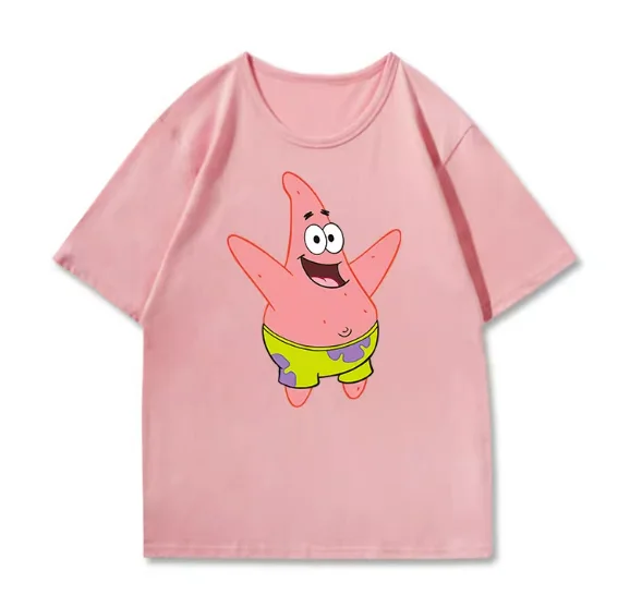 เสื้อยืดลายสปอนจ์บ็อบสแควร์แพนท์ส คอลเลคชั่นบิ๊กสตาร์คู่รัก สำหรับฤดูร้อน ผ้าฝ้ายแท้ เสื้อยืดแขนสั้นสำหรับเด็ก เสื้อผ้าฤดูร้อนสุดเทรนดี้