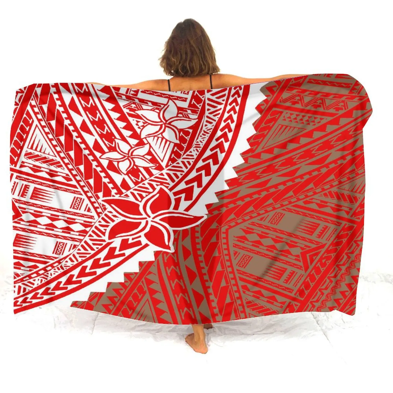 Sarong à beira-mar personalizado para senhoras, casaco de uma peça, sarong polinésio, xale de praia, Samoa Hibiscus, flor, elegante, tartaruga havaiana, à beira-mar